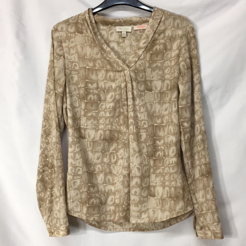 The Limited Women’s Long-Sleeve Light Brown Blouse Size XS Like-NEW
